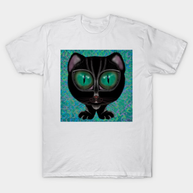 Crazy Hypnotic Black Cat T-Shirt by KateVanFloof